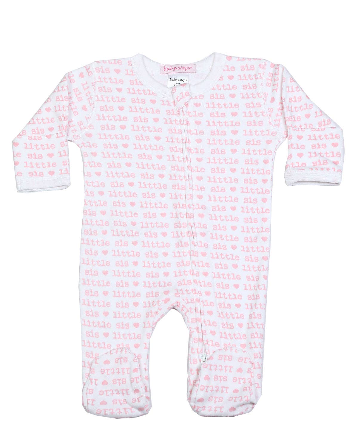 F2412-PINK Little Sis Zipper Footie Sibling Collection