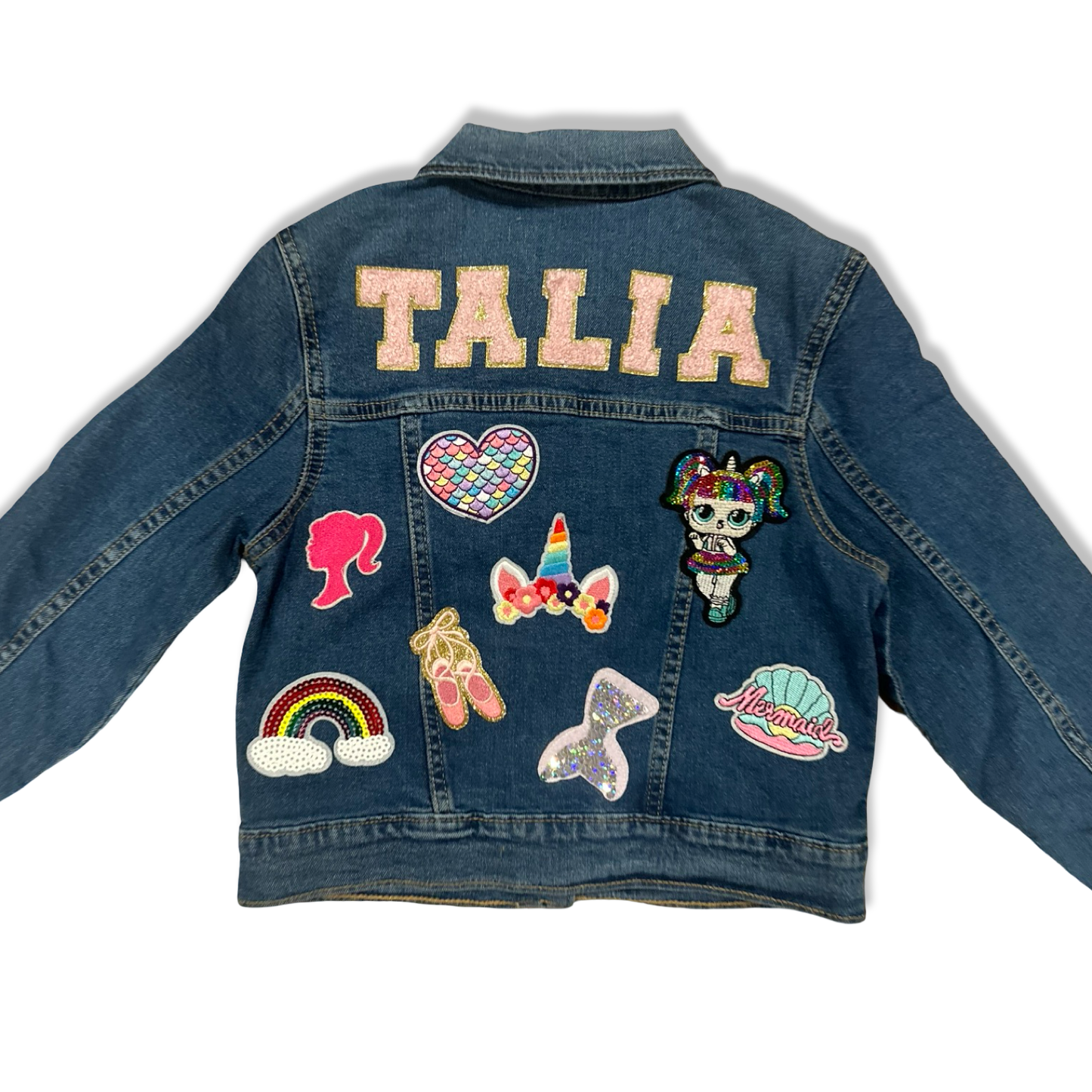 Girls Patched Denim Jacket