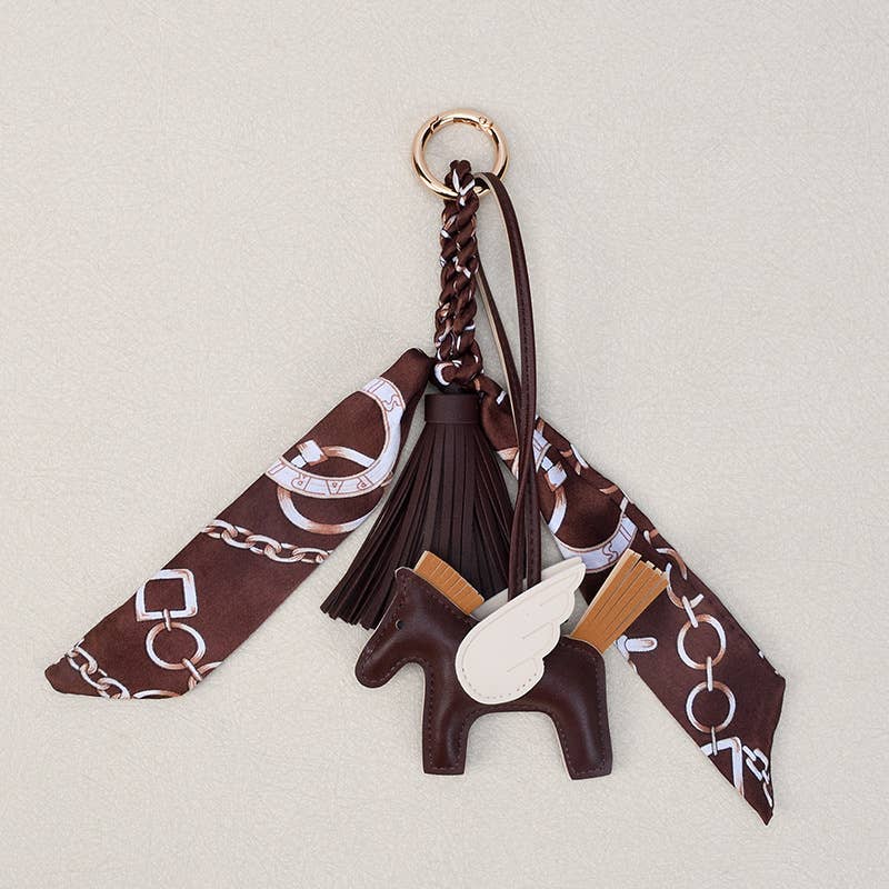Angle Horse & Bow Scarf Tassel Bag Charm Keychain