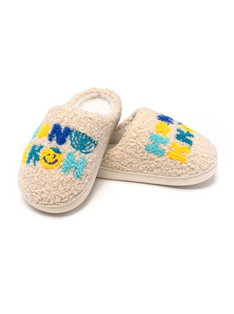 Indoor / Outdoor Slippers - Kids - "Hanukkah" Symbols - Cream, view 2