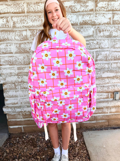 Pink Happy Daisy Personalized Backpack