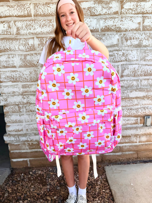 Pink Happy Daisy Personalized Backpack