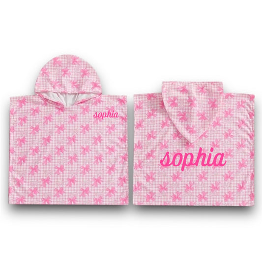 Personalized Girls Bow Hooded Towel