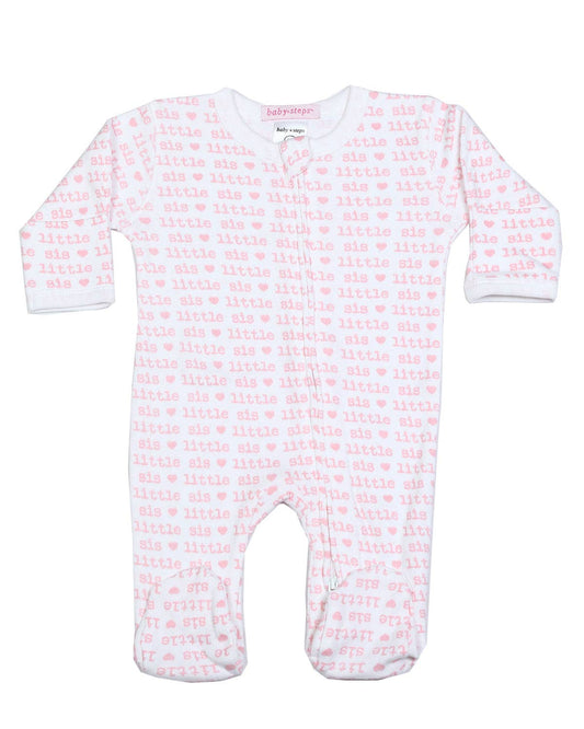 F2412-PINK Little Sis Zipper Footie Sibling Collection