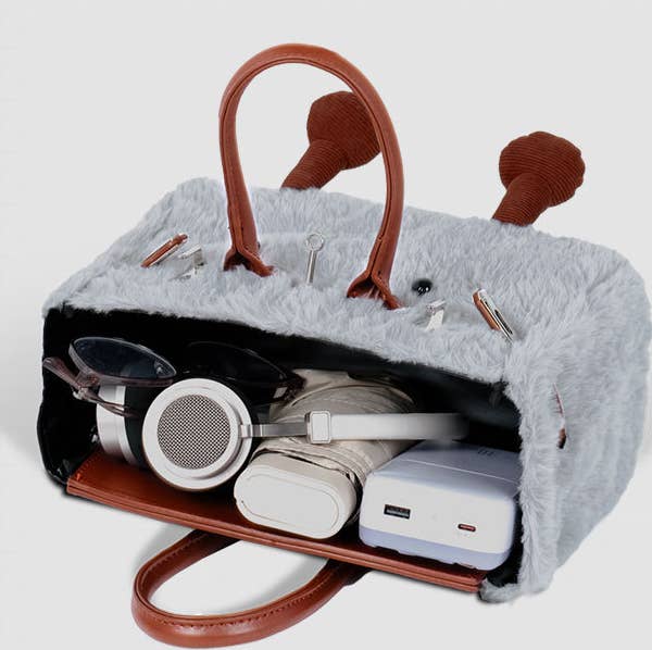 Funny Cute Kelly Handbag Faux Fur Crossbody