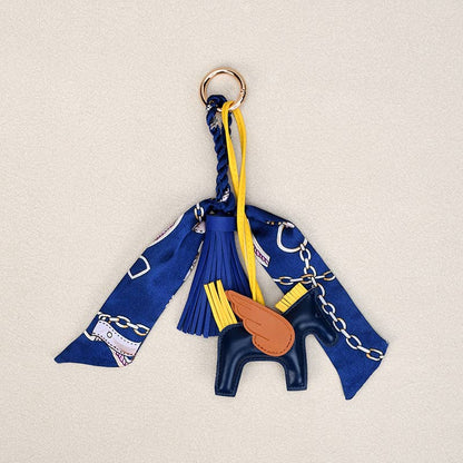 Angle Horse & Bow Scarf Tassel Bag Charm Keychain