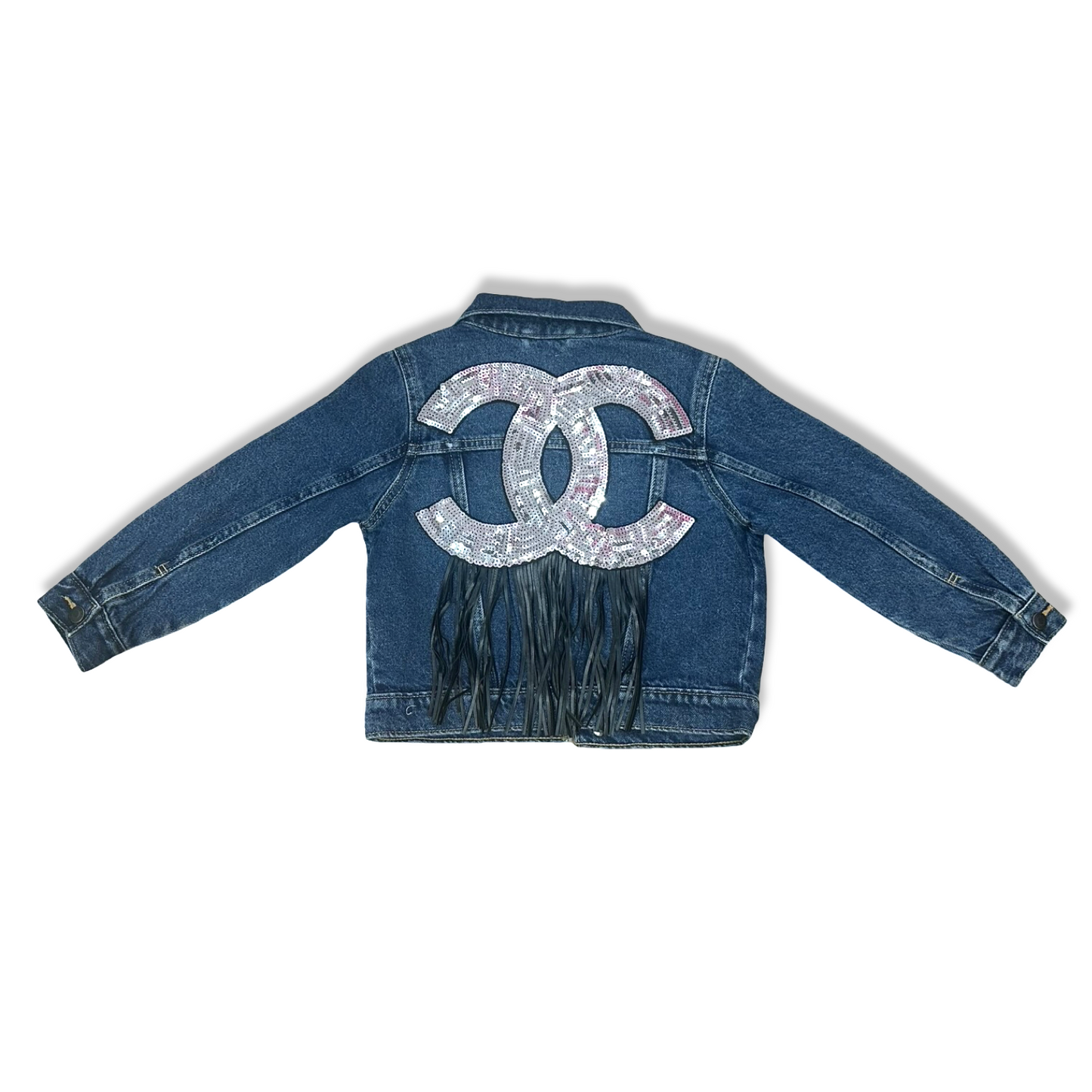 CHA Sequins & Fringe Denim Jacket