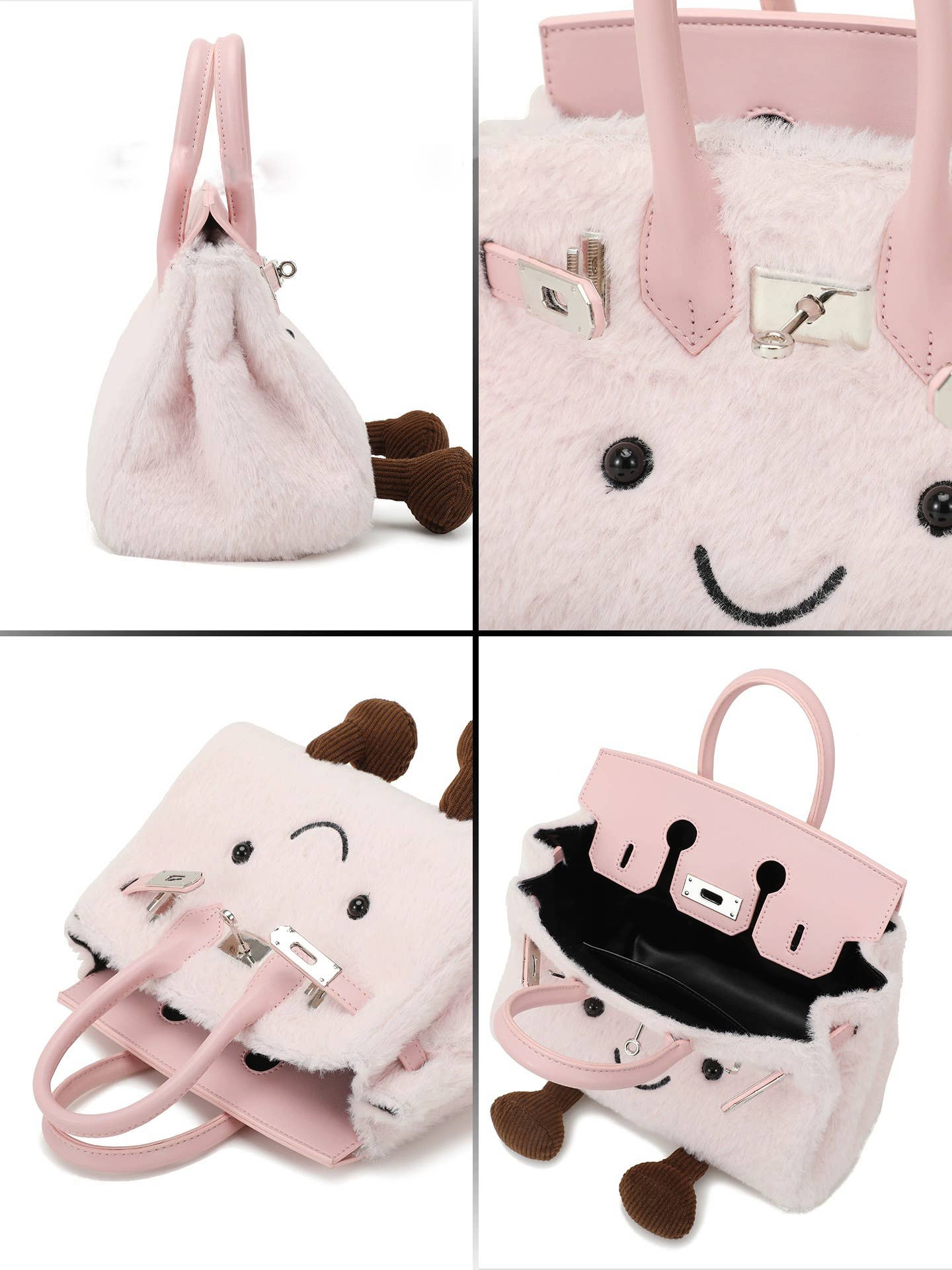 Funny Cute Kelly Handbag Faux Fur Crossbody