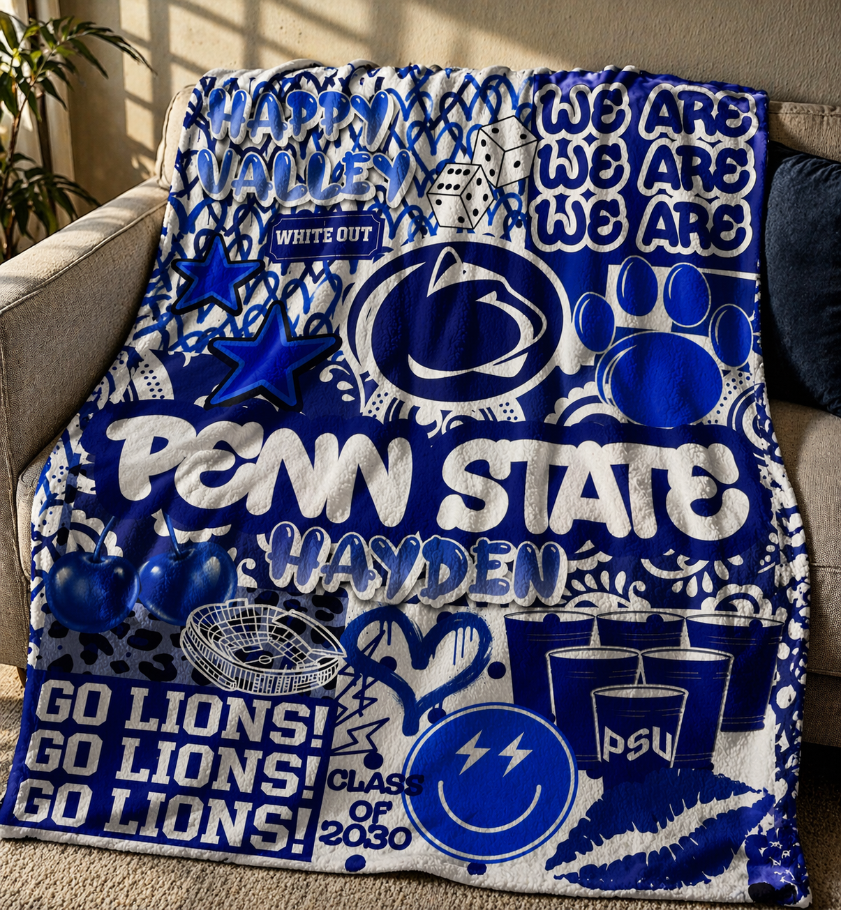 Custom College Collage Fleece Blanket