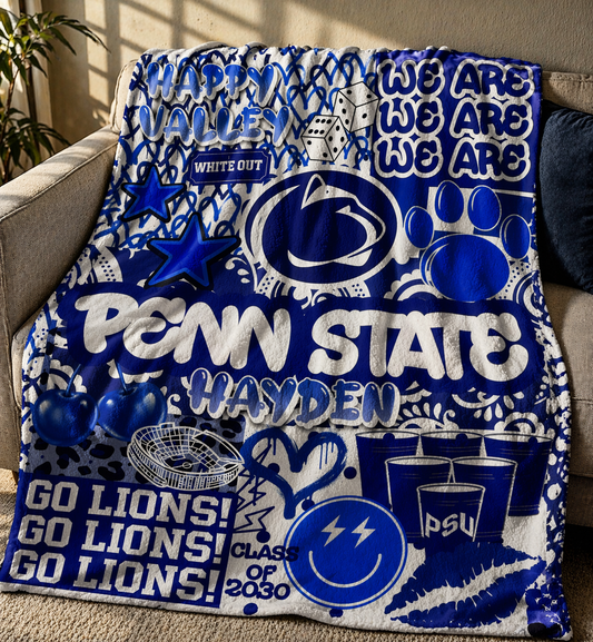 Custom College Collage Fleece Blanket