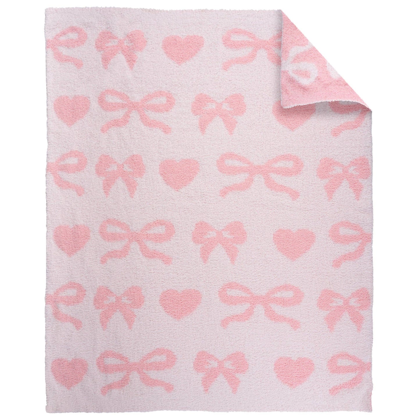 Pink Bow Chenille Blanket