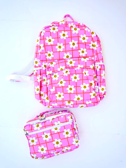 Pink Happy Daisy Personalized Backpack