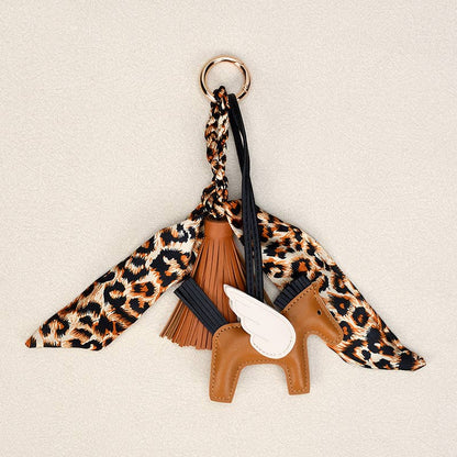 Angle Horse & Bow Scarf Tassel Bag Charm Keychain