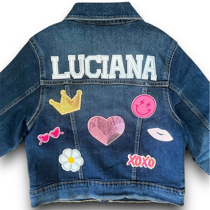 Girls Patched Denim Jacket