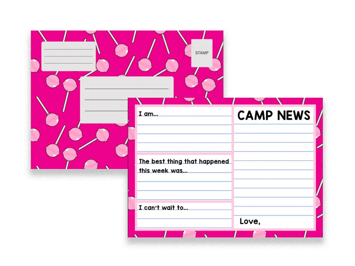 Camp Fill-In Postcard - Pink