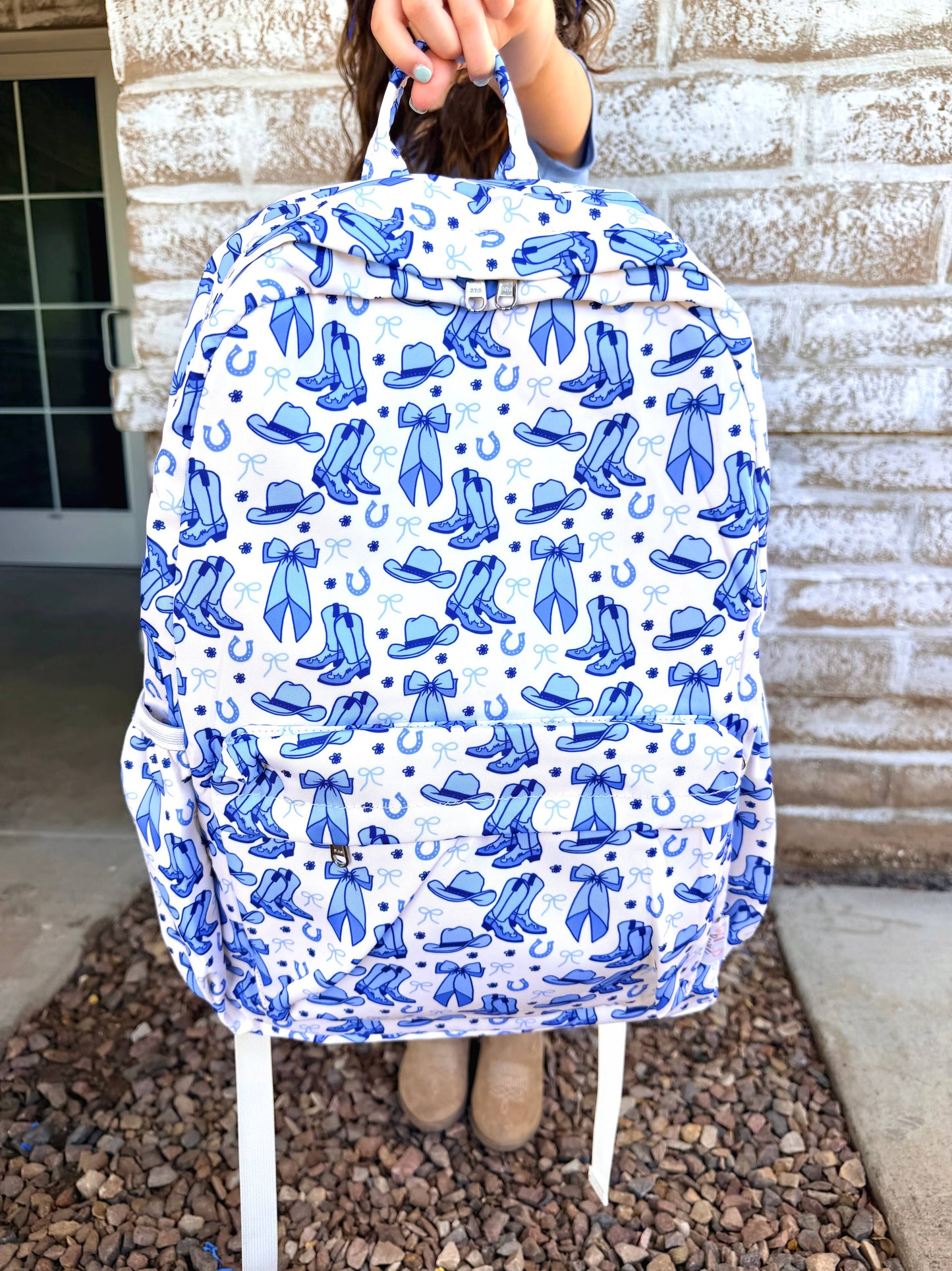 Blue Coquette Cowgirl Personalized Backpack