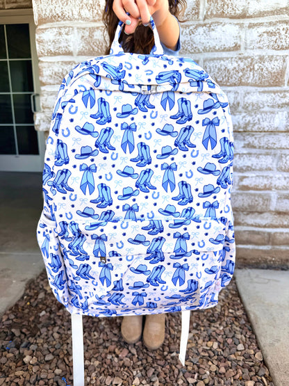Blue Coquette Cowgirl Personalized Backpack