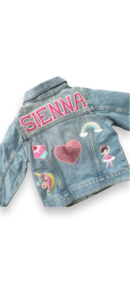 Girls Patched Denim Jacket