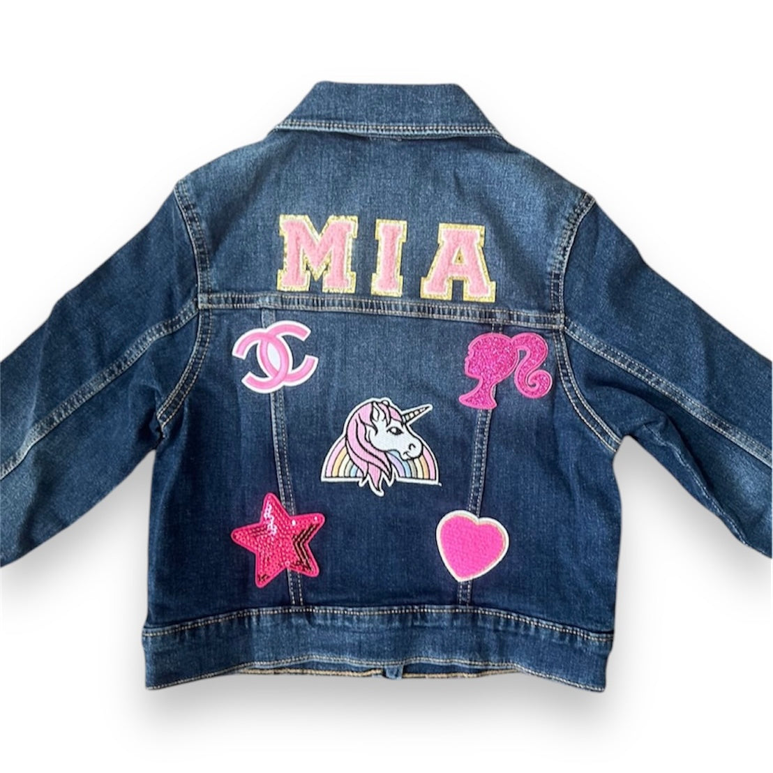 Girls Patched Denim Jacket