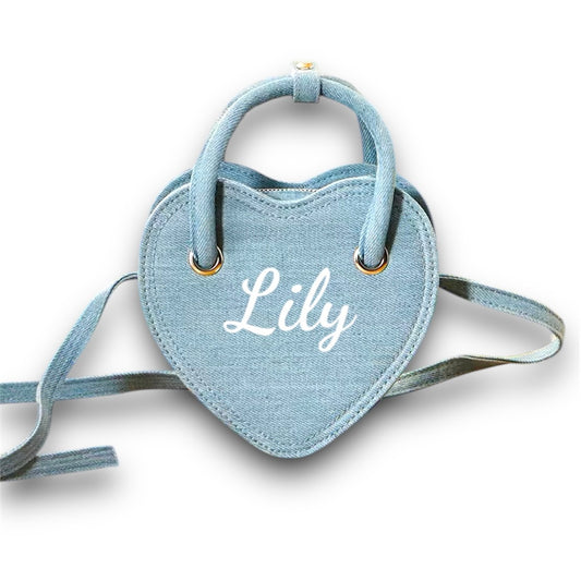 Personalized Denim Heart Bag