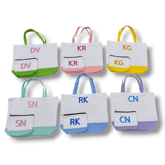 Monogrammed Beach Tote & Pouch Set