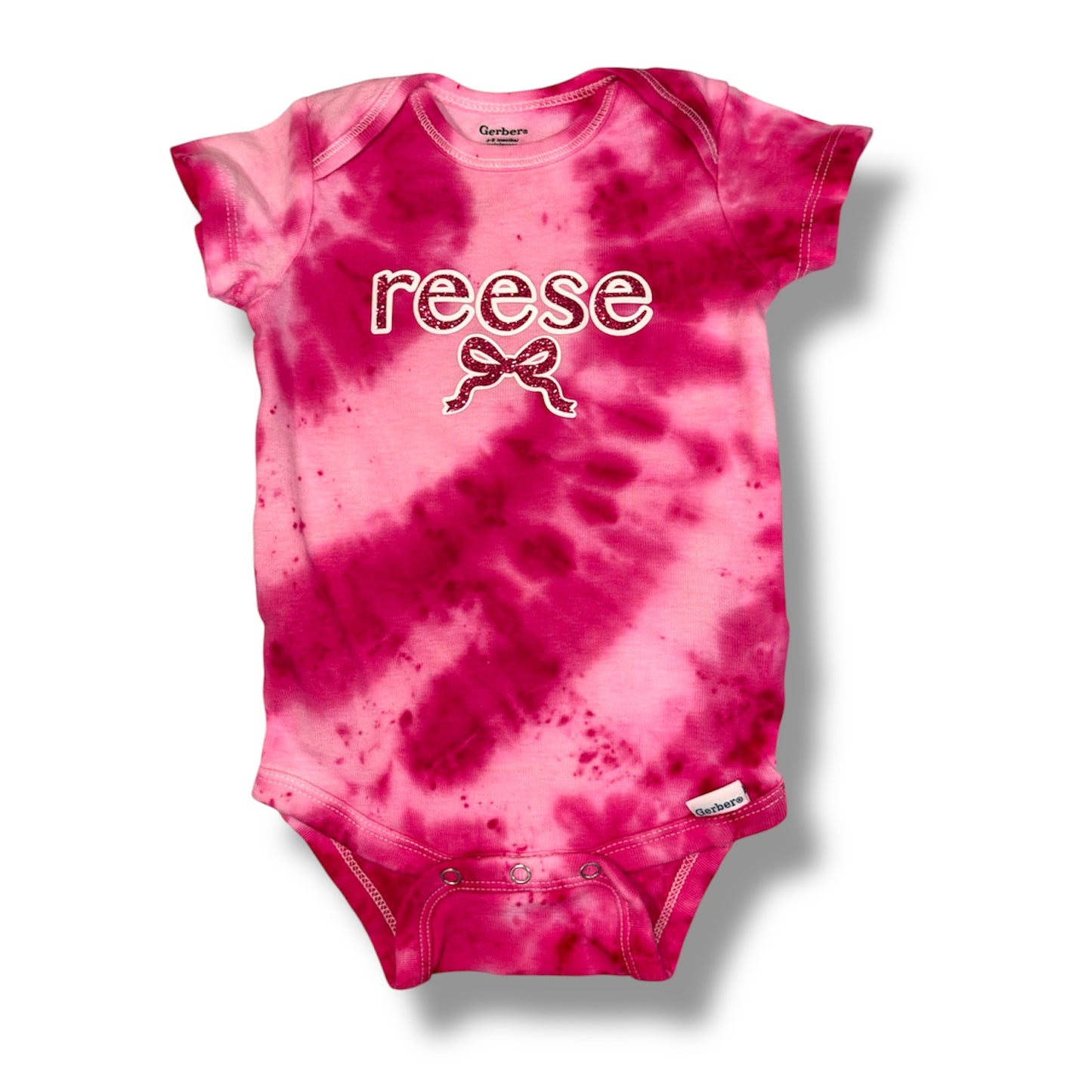 Personalized Hand-Dyed Pink Baby Onesie | Custom Name Bodysuit