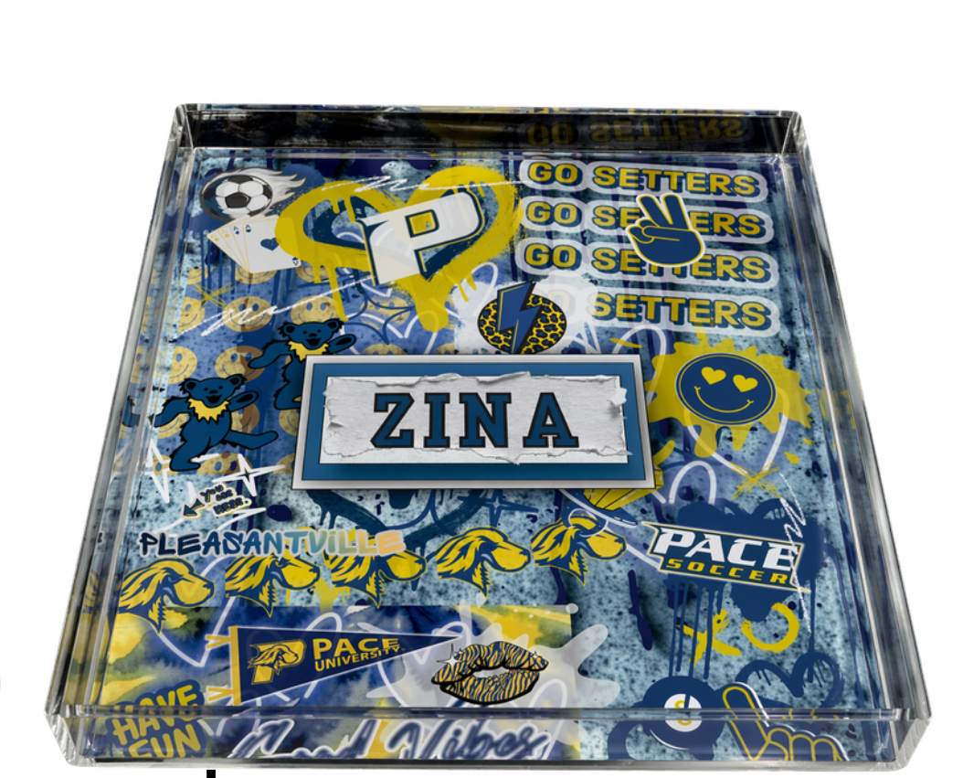 College Acrylic Collage Catch All Tray
