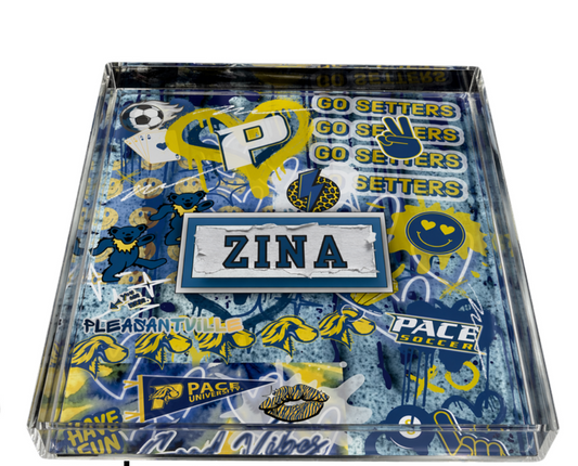 College Acrylic Collage Catch All Tray