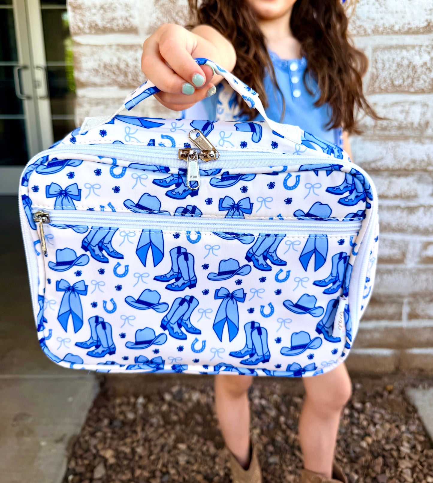 Blue Coquette Cowgirl Personalized Lunchbox