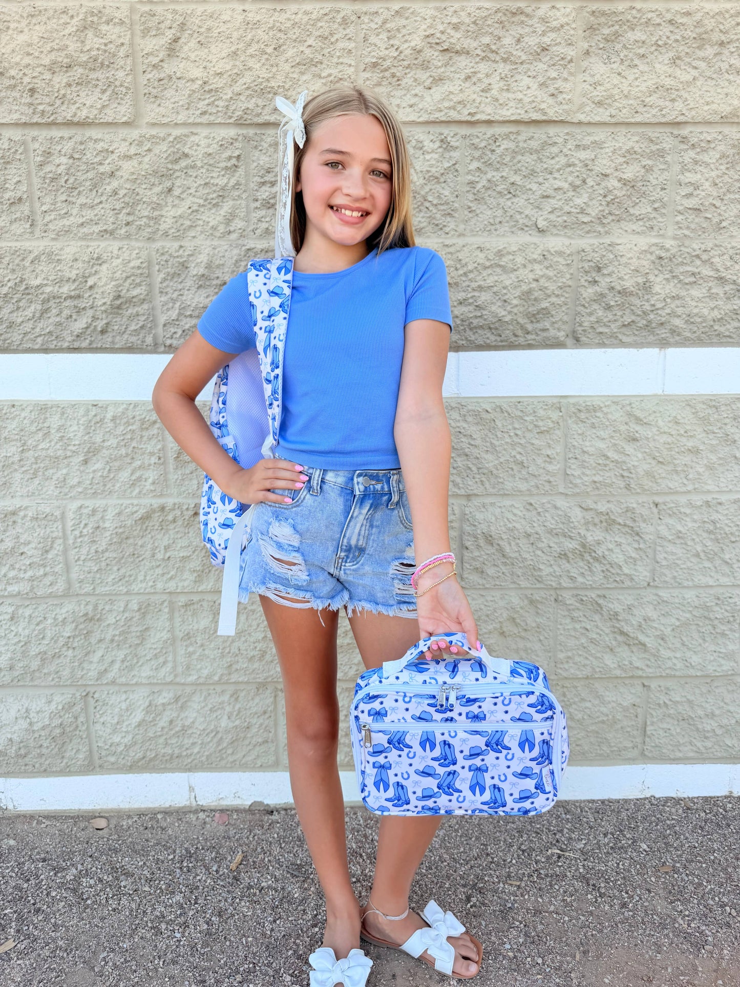 Blue Coquette Cowgirl Personalized Backpack