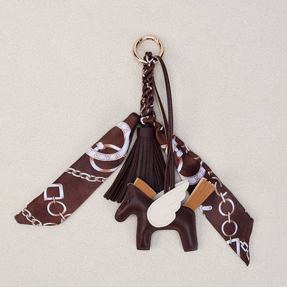 Angle Horse & Bow Scarf Tassel Bag Charm Keychain