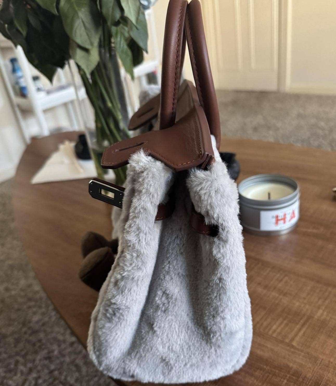 Funny Cute Kelly Handbag Faux Fur Crossbody