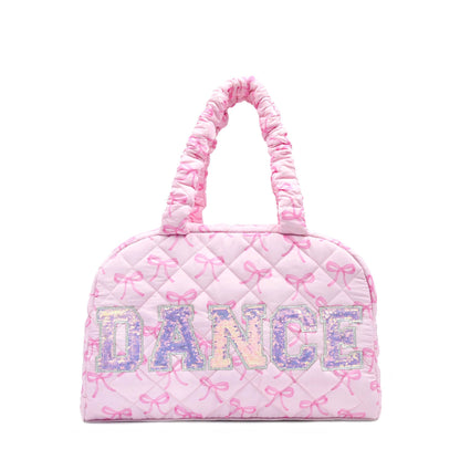 'DANCE' Quilted Bow Print Medium Duffle Bag