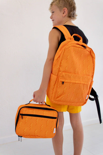 Orange Bolts Personalized Backpack