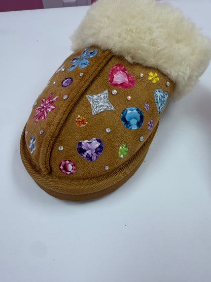 Slipper with gemstone hearts stars flowers and rhinestone details