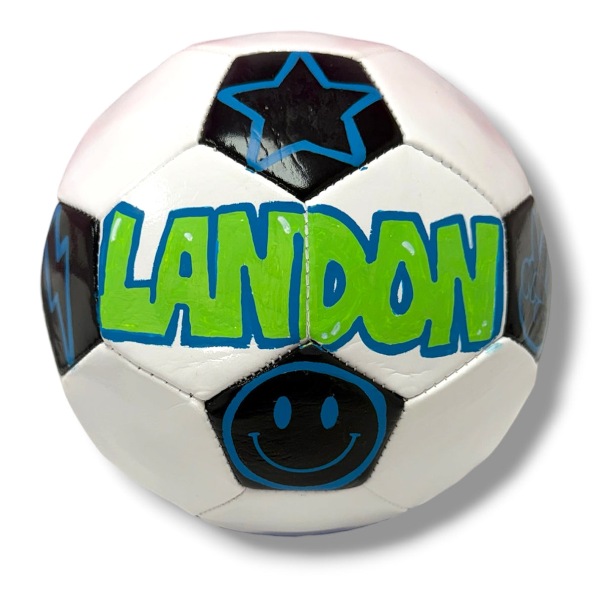 Personalized hand-painted graffiti soccer ball with custom name