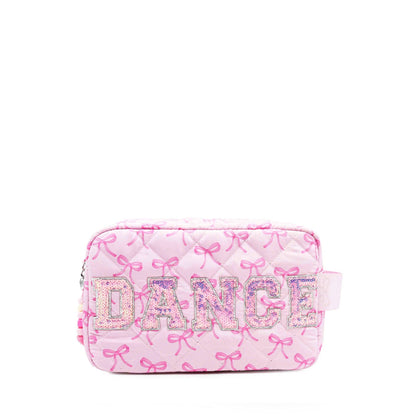 'dance' Bow Printed Quilted Pouch