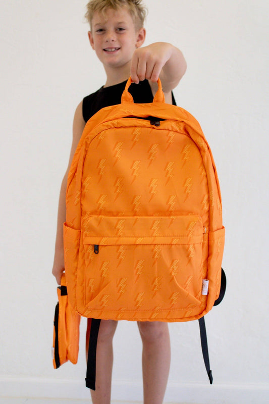 Orange Bolts Personalized Backpack