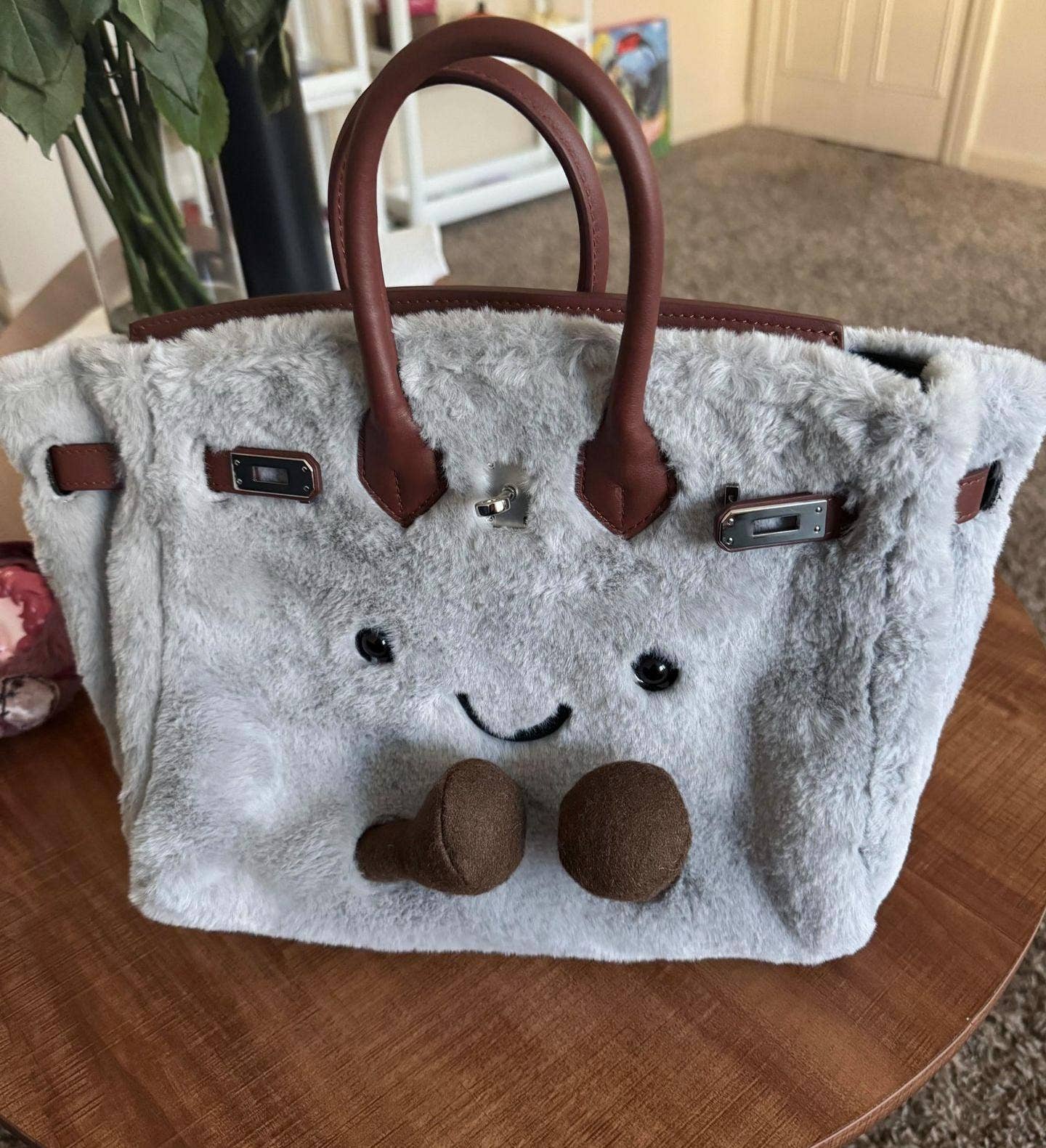 Funny Cute Kelly Handbag Faux Fur Crossbody