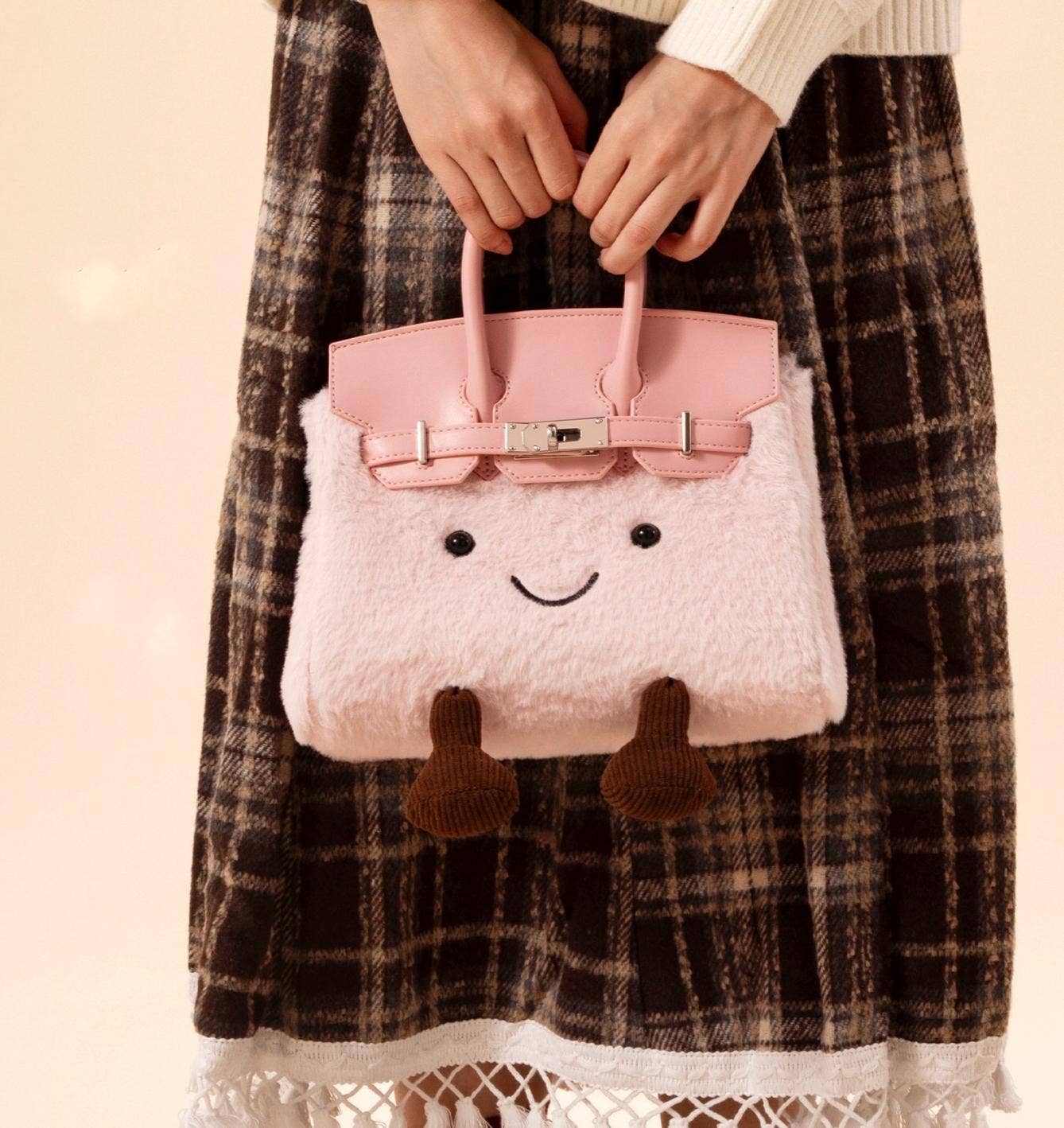 Funny Cute Kelly Handbag Faux Fur Crossbody