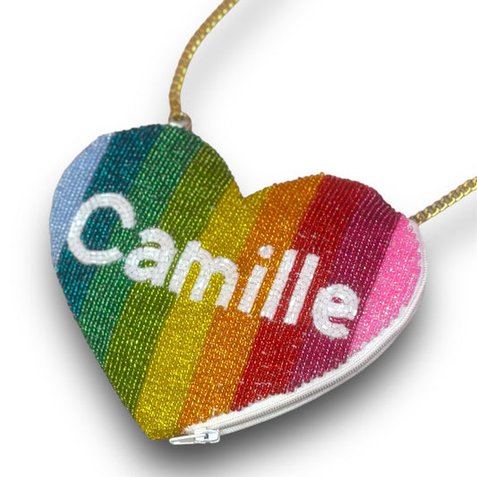 Girls Beaded Heart Bag