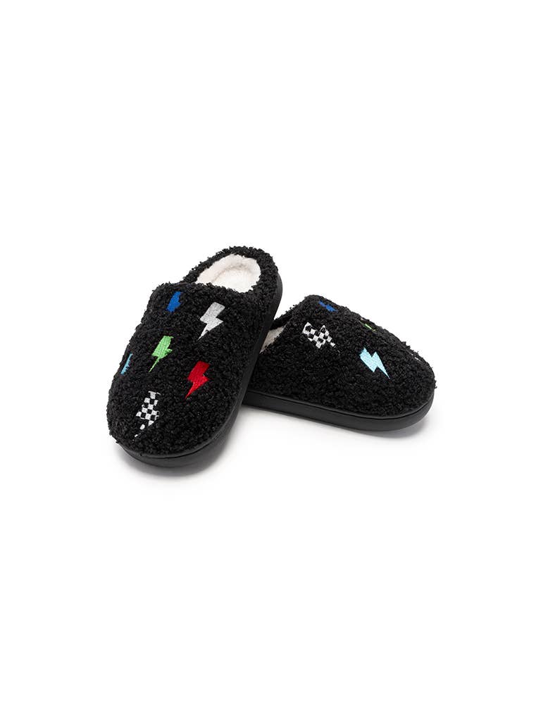 Indoor / Outdoor Slippers - Kids - Lightning Bolts - Black, view 2