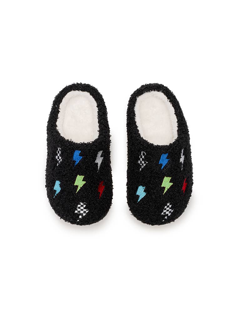 Indoor / Outdoor Slippers - Kids - Lightning Bolts - Black