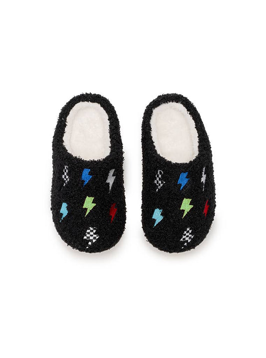 Indoor / Outdoor Slippers - Kids - Lightning Bolts - Black