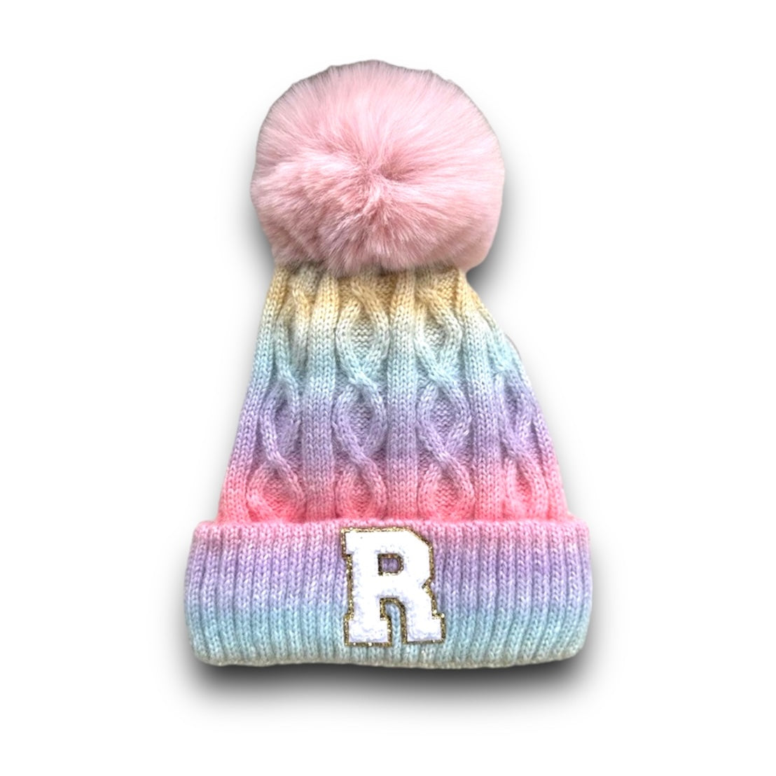 Personalized Pastel Pom Beanie