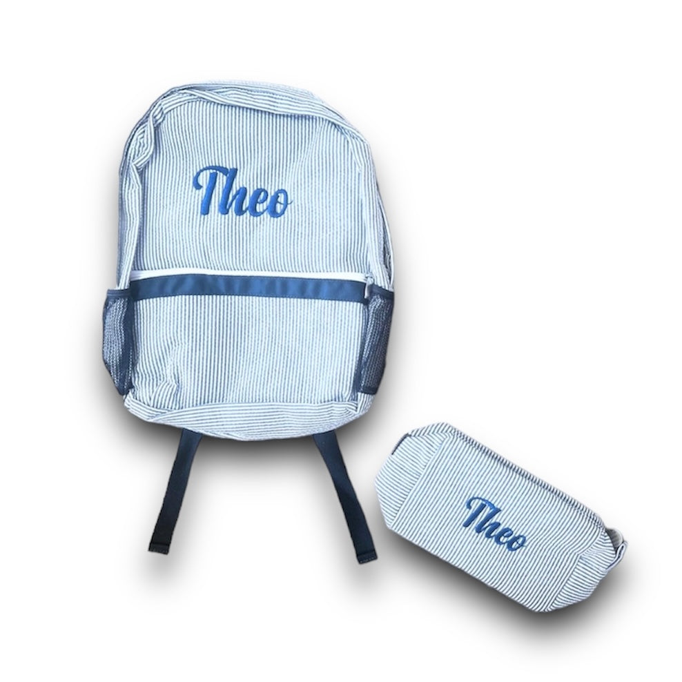 Personalized Seersucker Backpack