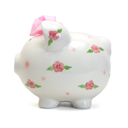 Pink Floral Personalized Piggy Bank, view 4