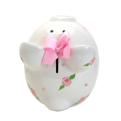 Pink Floral Personalized Piggy Bank, view 5