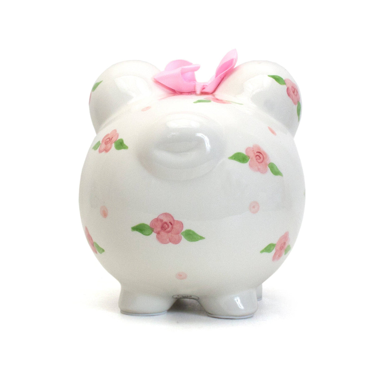 Pink Floral Personalized Piggy Bank, view 6