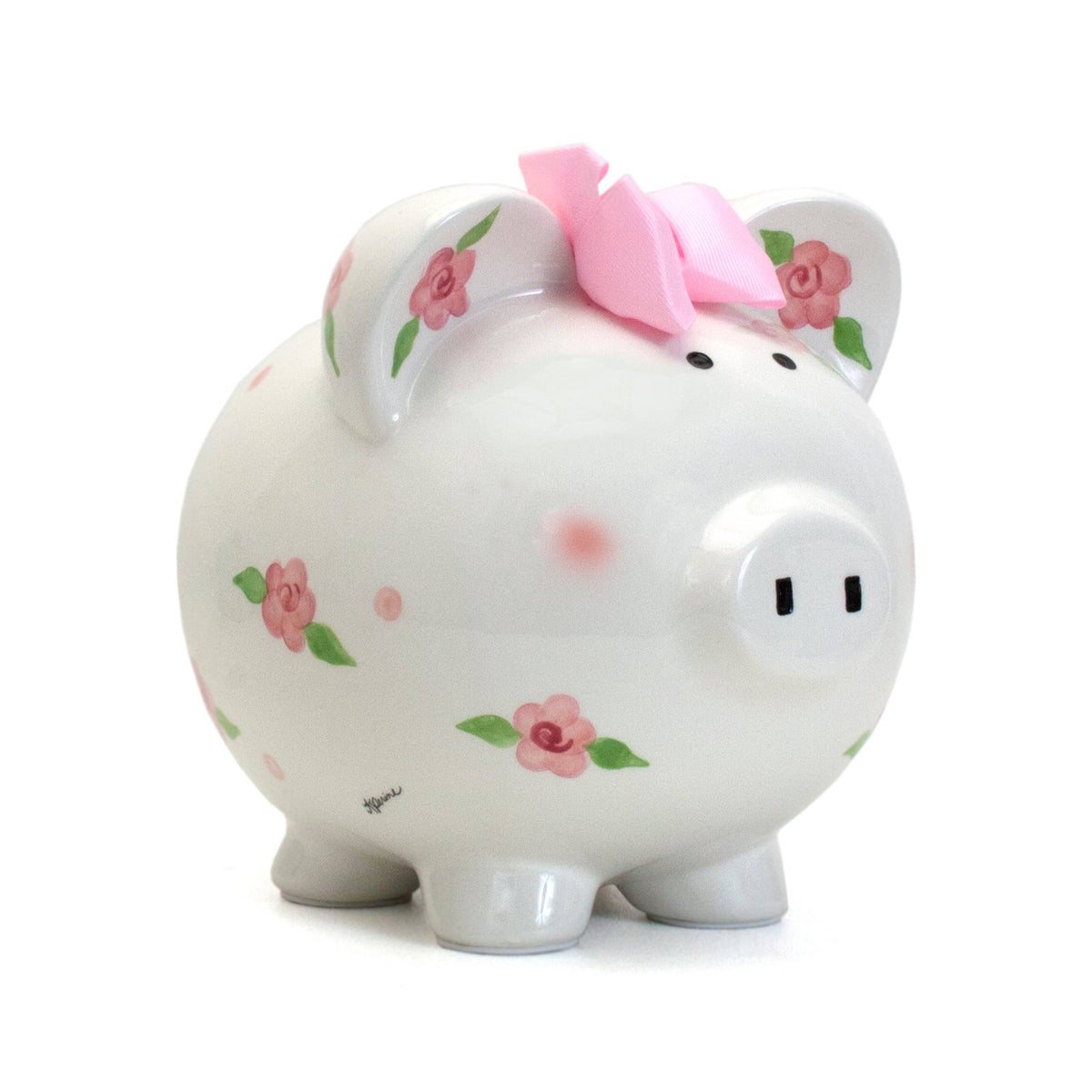 Pink Floral Personalized Piggy Bank